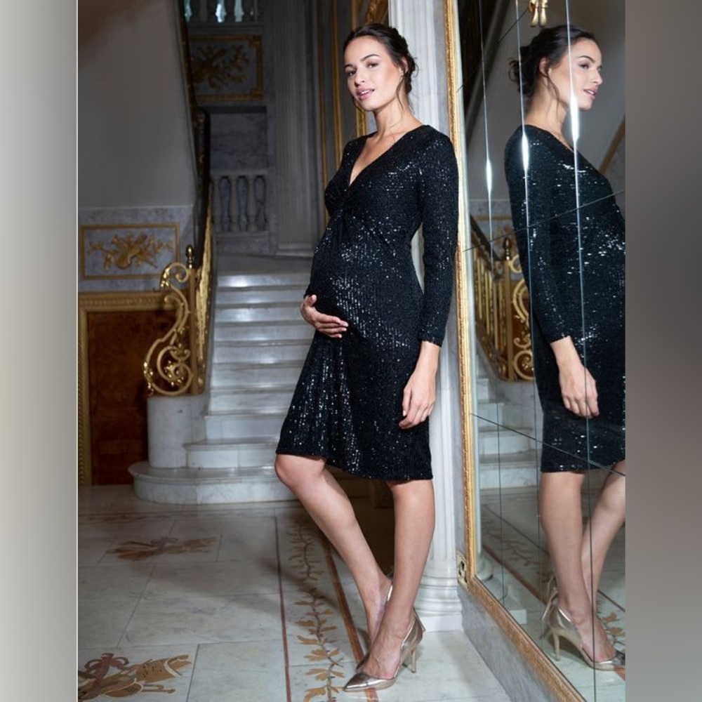 Seraphine Black Sparkle Maternity Dress